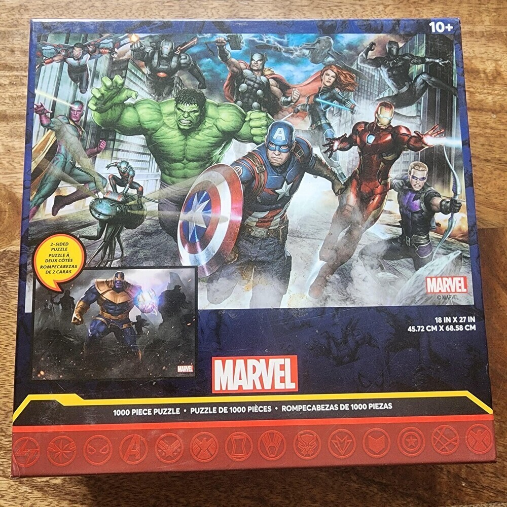 Marvel Avengers Vs Thanos 1000 Piece Jigsaw Puzzle Multi-Color 2-Sided